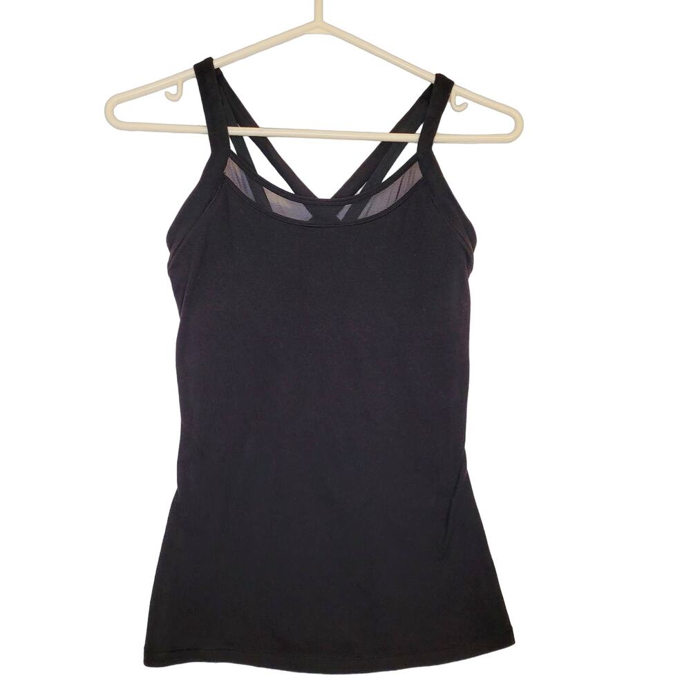 Lululemon womens black criss cross back athletic sports top size 9